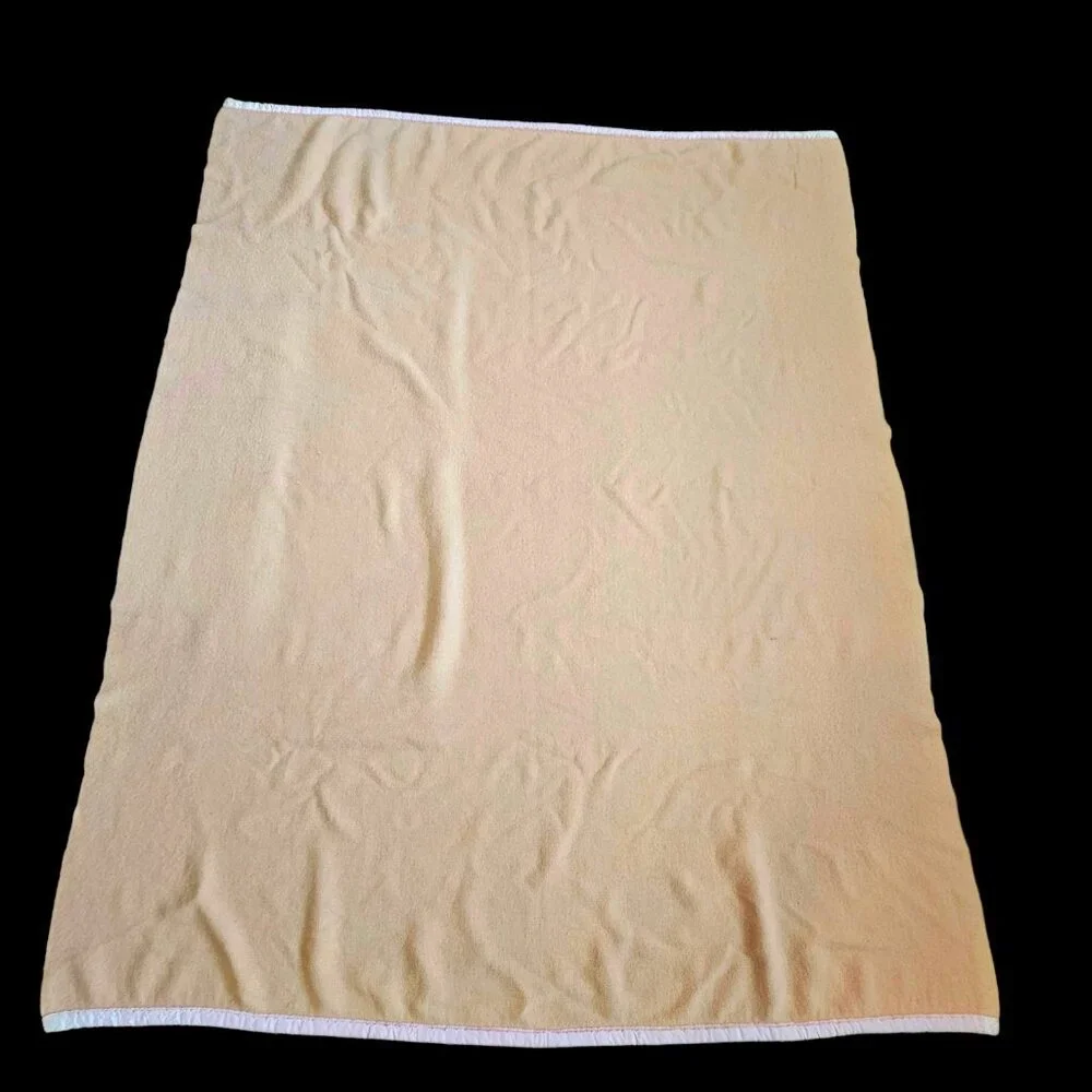VTG Peach‎ Pink Wool Blanket Marshall Field Gina Belgium Twin Or Full Size Soft